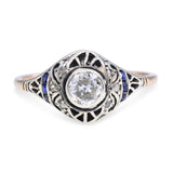 Antique Yellow Gold & Silver Topped .40ct Diamond & Sapphire Ring
