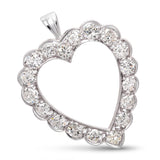 Vintage 13k White Gold Diamond Heart Shape Pendant