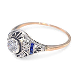 Antique Yellow Gold & Silver Topped .40ct Diamond & Sapphire Ring