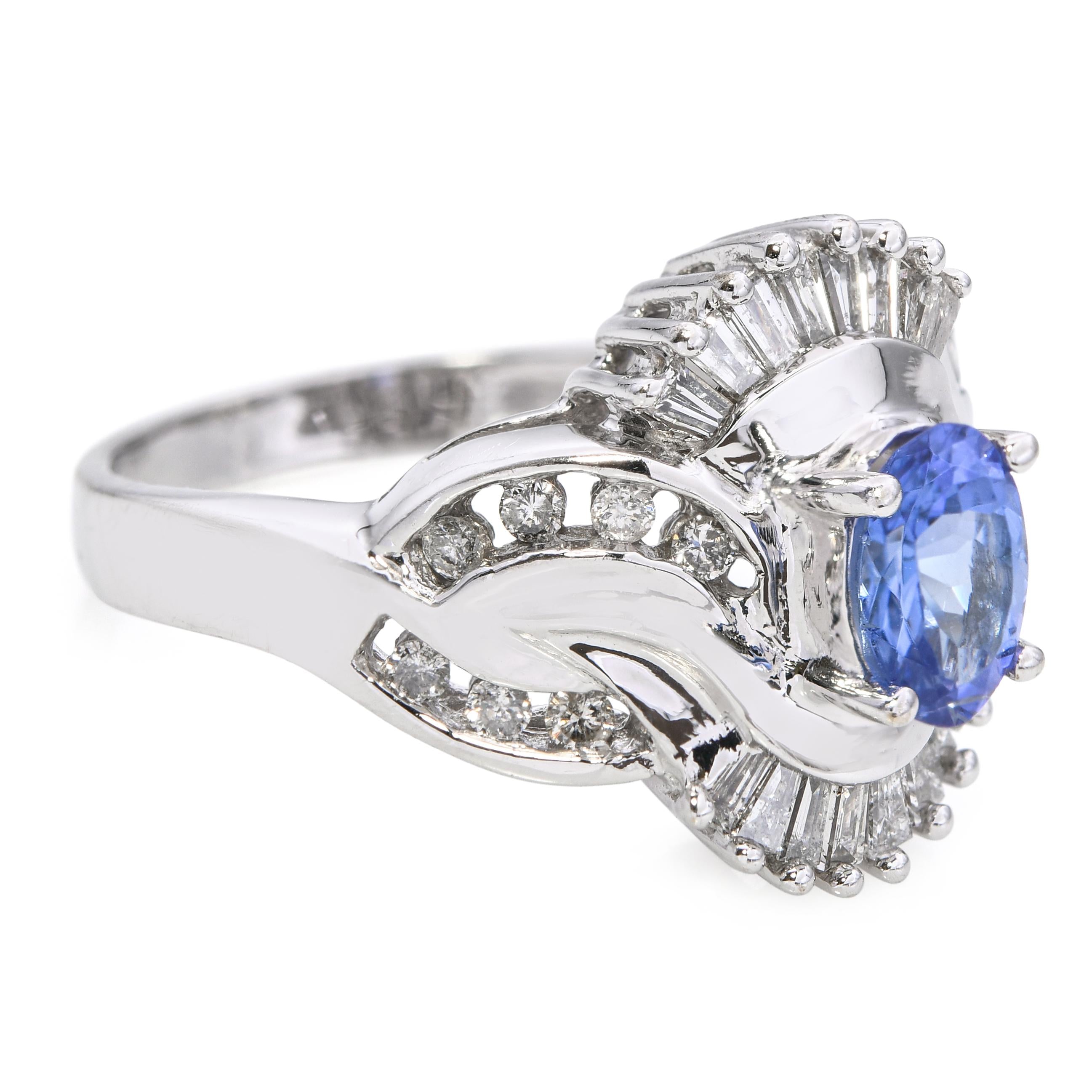 14k White Gold Tanzanite and Diamond Ring