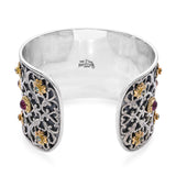 Konstantino Sterling Silver 18K Gold Blue Topaz & Pink Tourmaline Cuff Bracelet