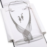 Platinum Bead with Diamond-Cut Accents Necklace and Dangle Earrings Set