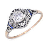 Antique Yellow Gold & Silver Topped .40ct Diamond & Sapphire Ring