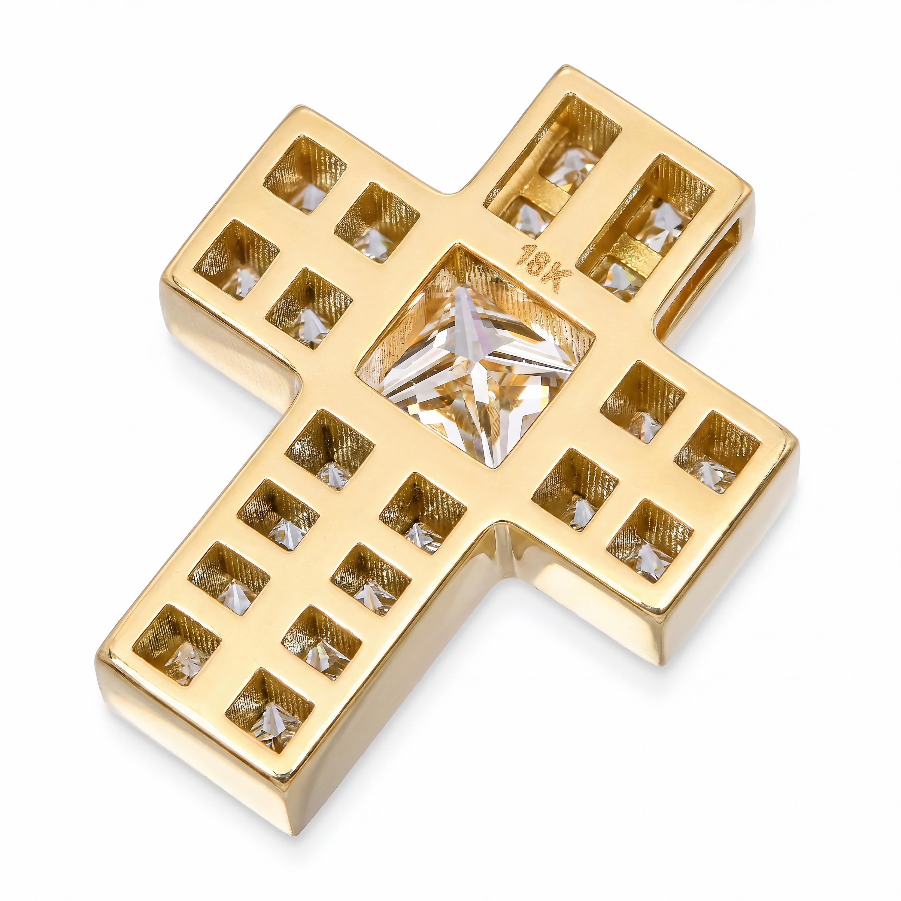 18k Yellow Gold 2.55tcw I VS Diamond Cross Pendant