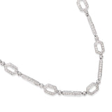18k White Gold Diamond Link Art Deco Style Necklace