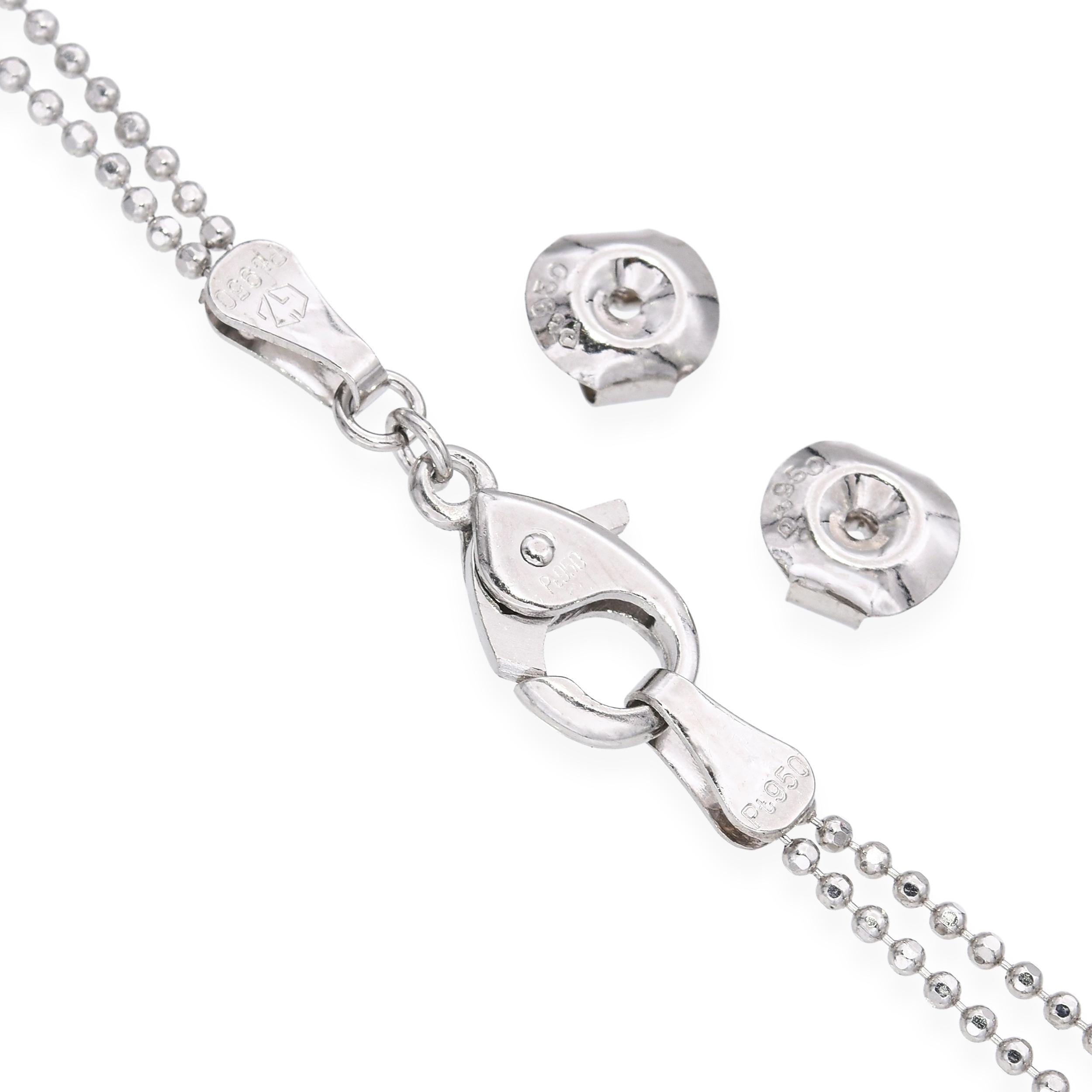 Platinum Bead with Diamond-Cut Accents Necklace and Dangle Earrings Set