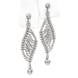 Platinum Bead with Diamond-Cut Accents Necklace and Dangle Earrings Set