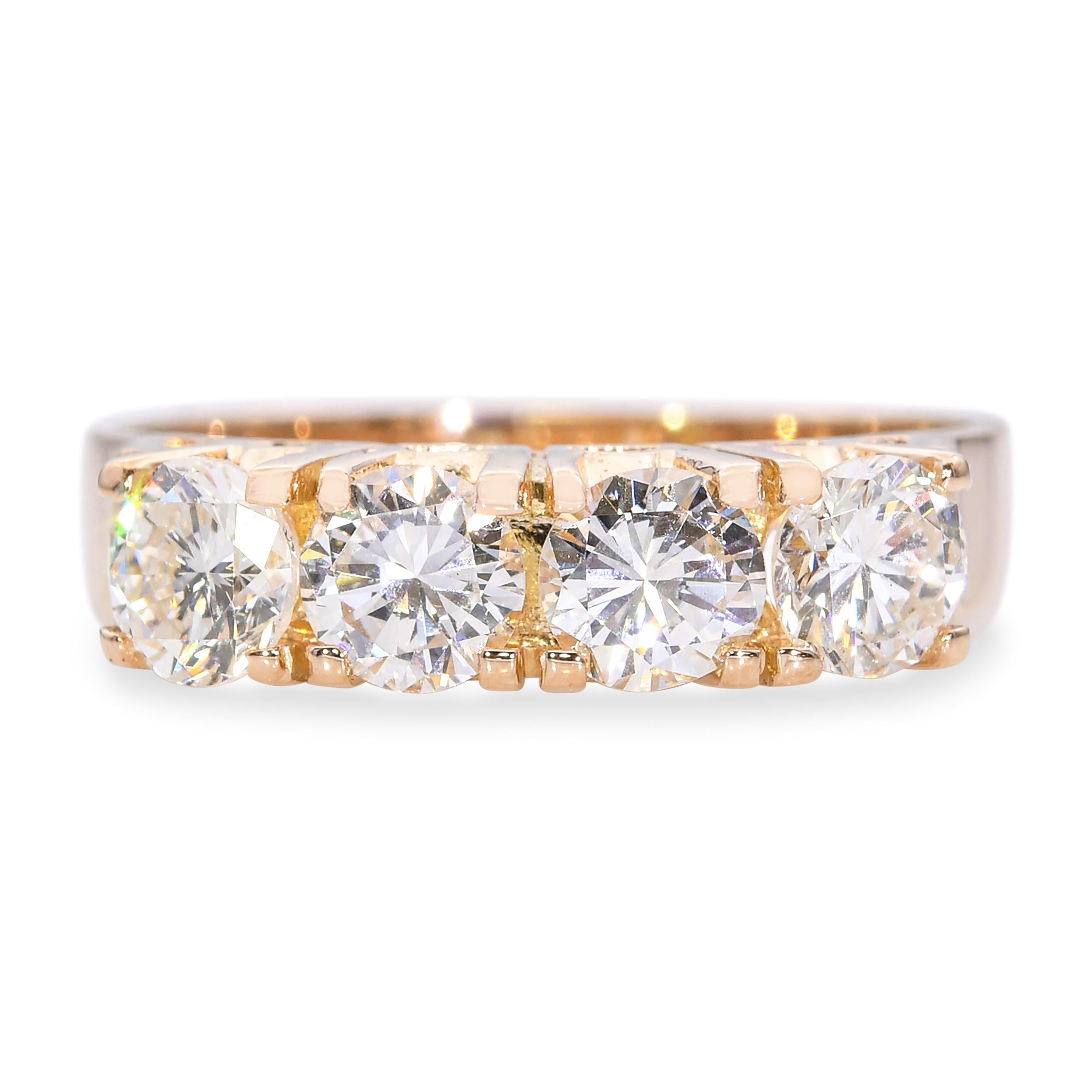 Vintage 18k Yellow Gold 1.02tcw Diamond Four Stone Ring