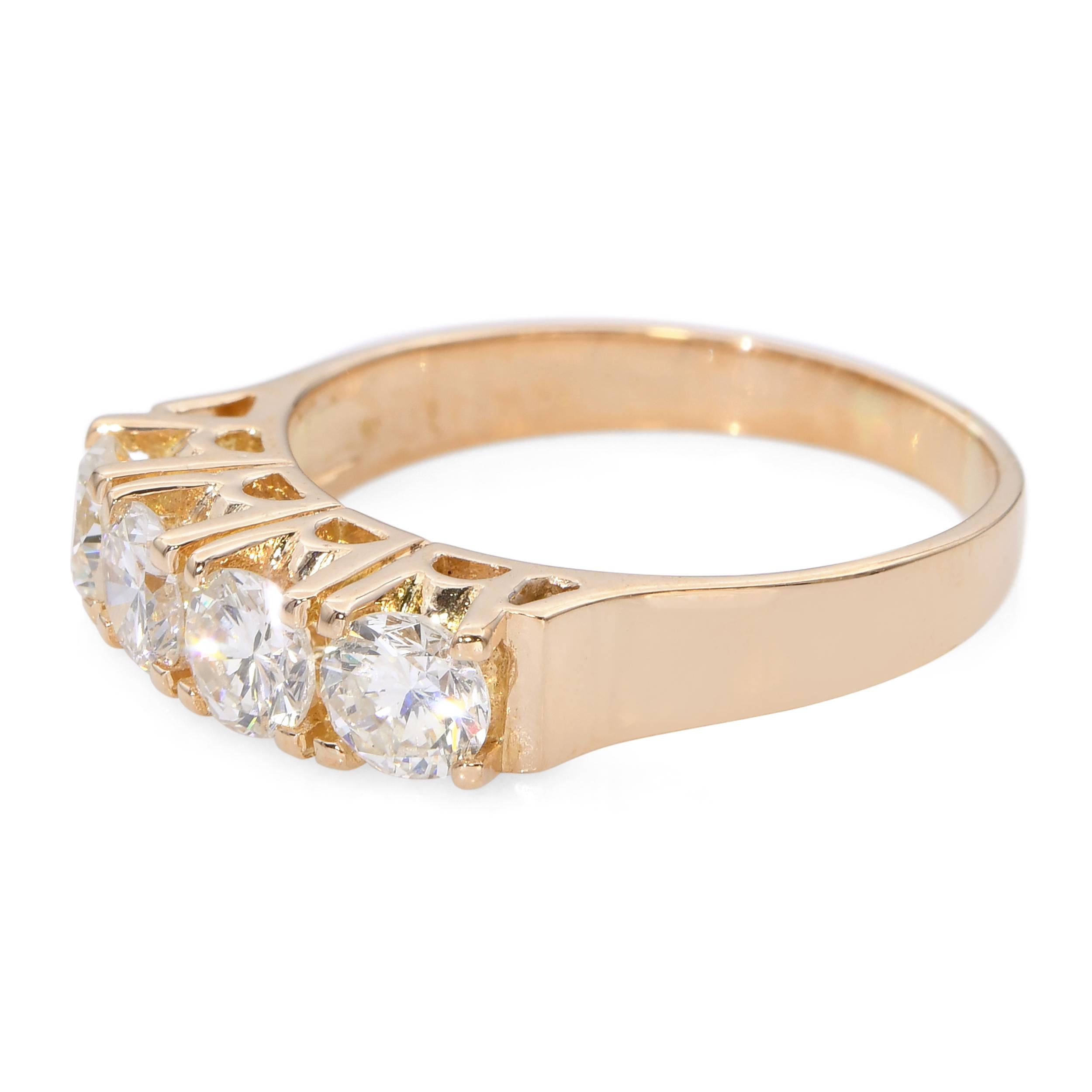 Vintage 18k Yellow Gold 1.02tcw Diamond Four Stone Ring