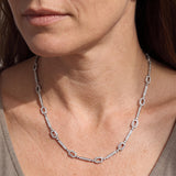 18k White Gold Diamond Link Art Deco Style Necklace