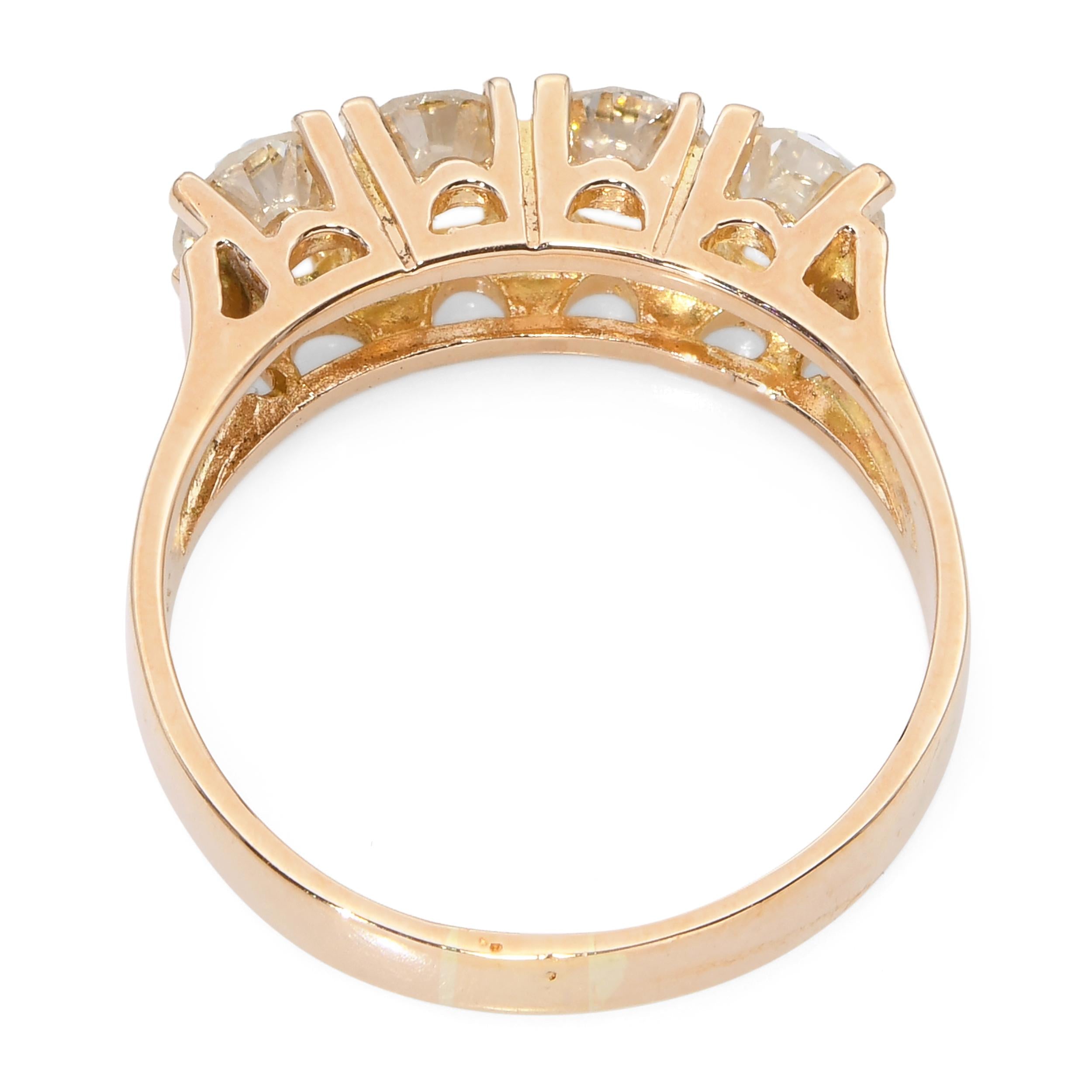 Vintage 18k Yellow Gold 1.02tcw Diamond Four Stone Ring