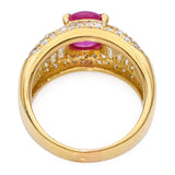 18k Yellow Gold 2.66ct Ruby Cabochon and Diamond Statement Ring