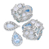 18k White Gold 49.32tcw Aquamarine and Diamond Cluster Drop Earrings