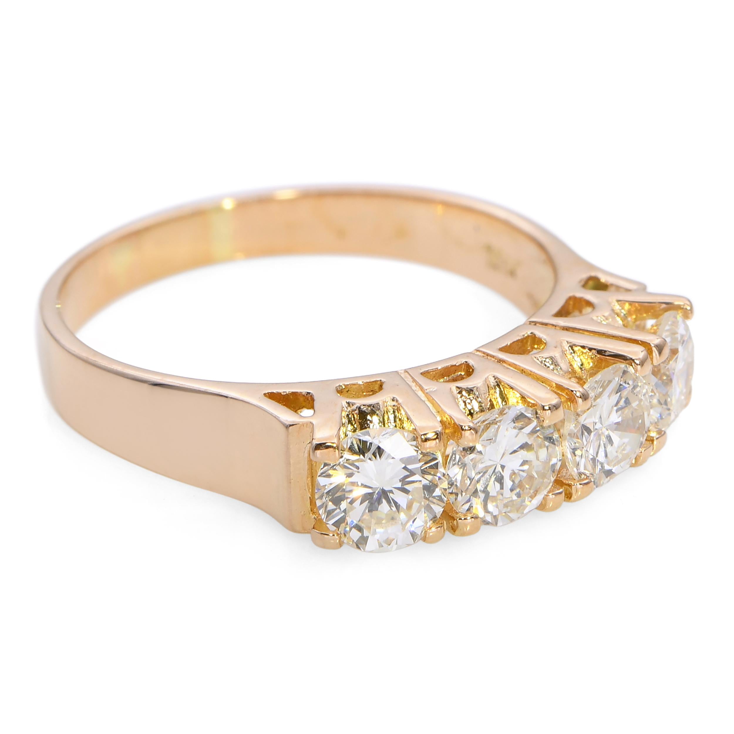 Vintage 18k Yellow Gold 1.02tcw Diamond Four Stone Ring