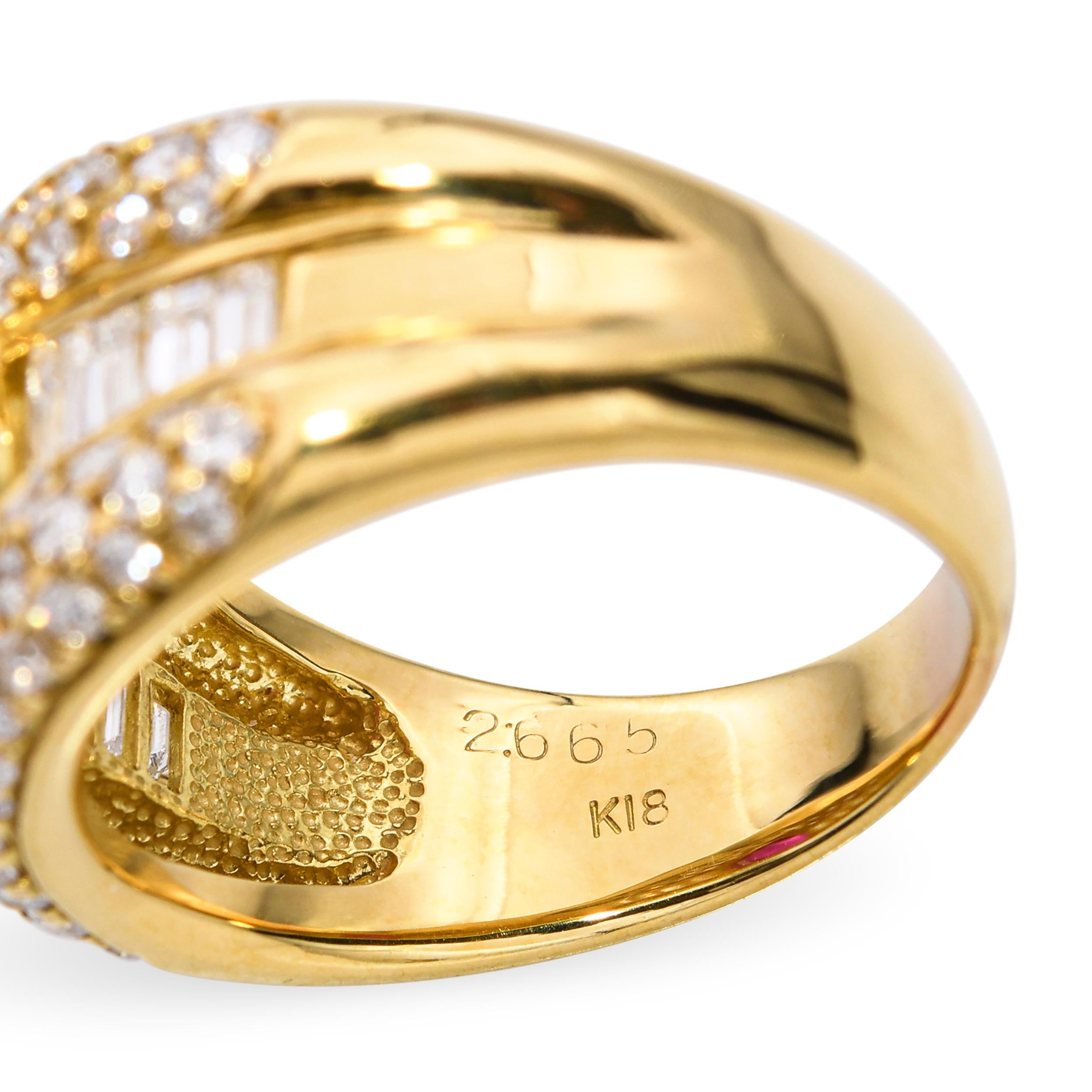 18k Yellow Gold 2.66ct Ruby Cabochon and Diamond Statement Ring