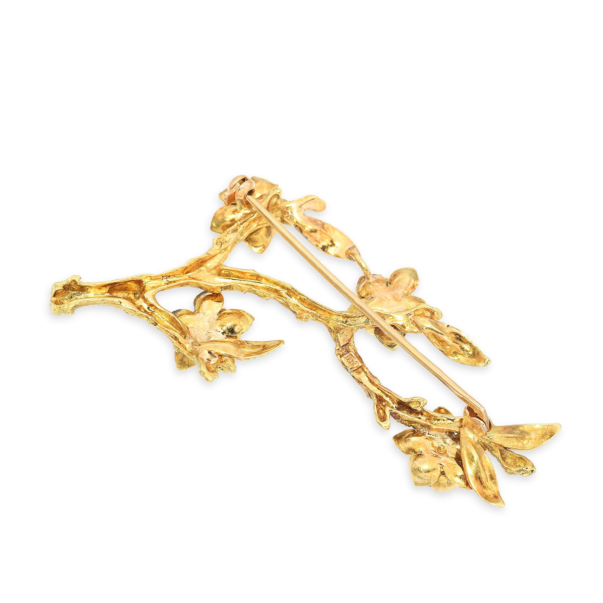 Vintage H. Stern 18k Yellow Gold Multi-Gemstone Blooming Tree Brooch