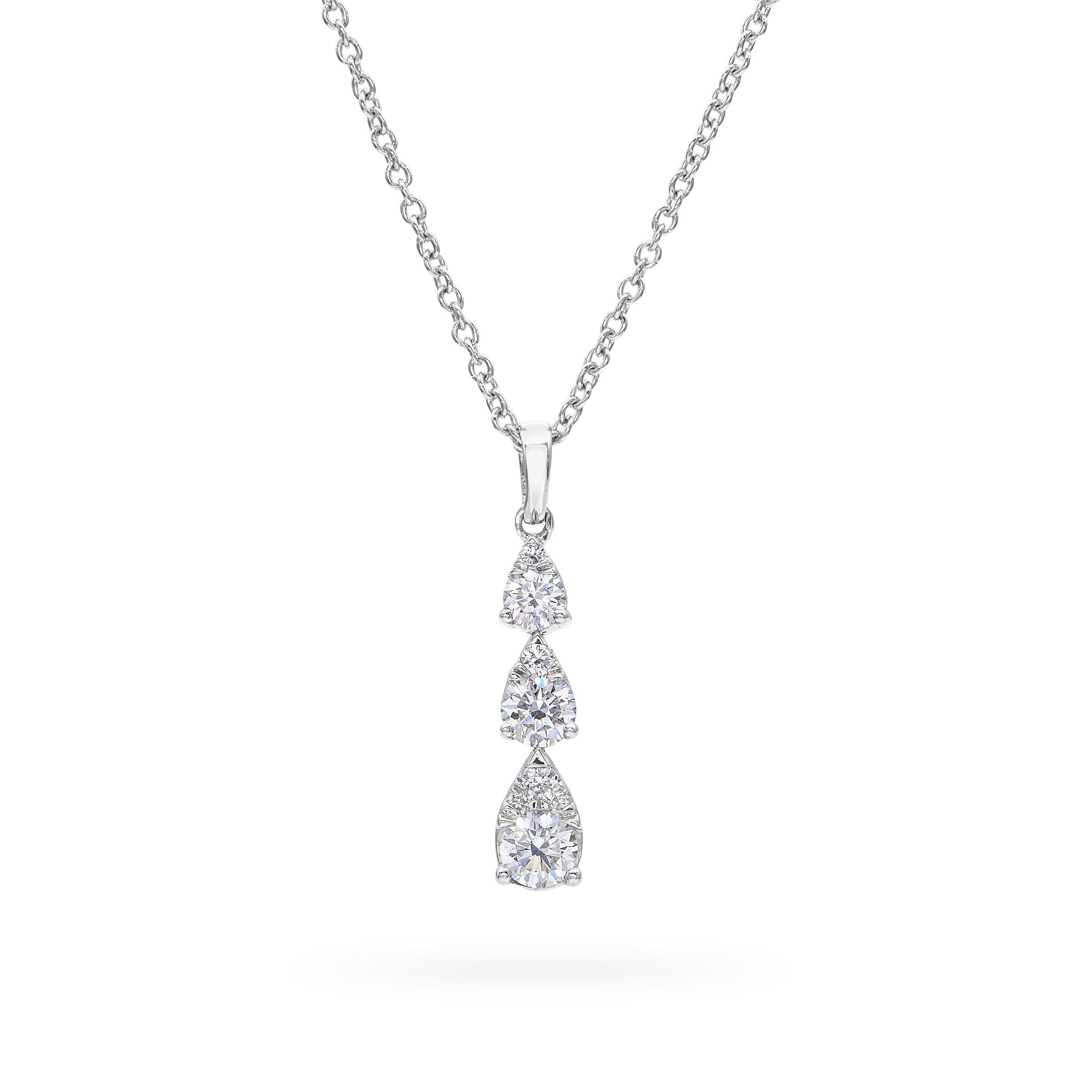14k White Gold 0.25tcw H VS Diamond Drop Pendant Necklace