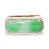 Vintage Yellow Gold 3.15ct Green Jade Signet Style Ring