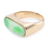 Vintage Yellow Gold 3.15ct Green Jade Signet Style Ring