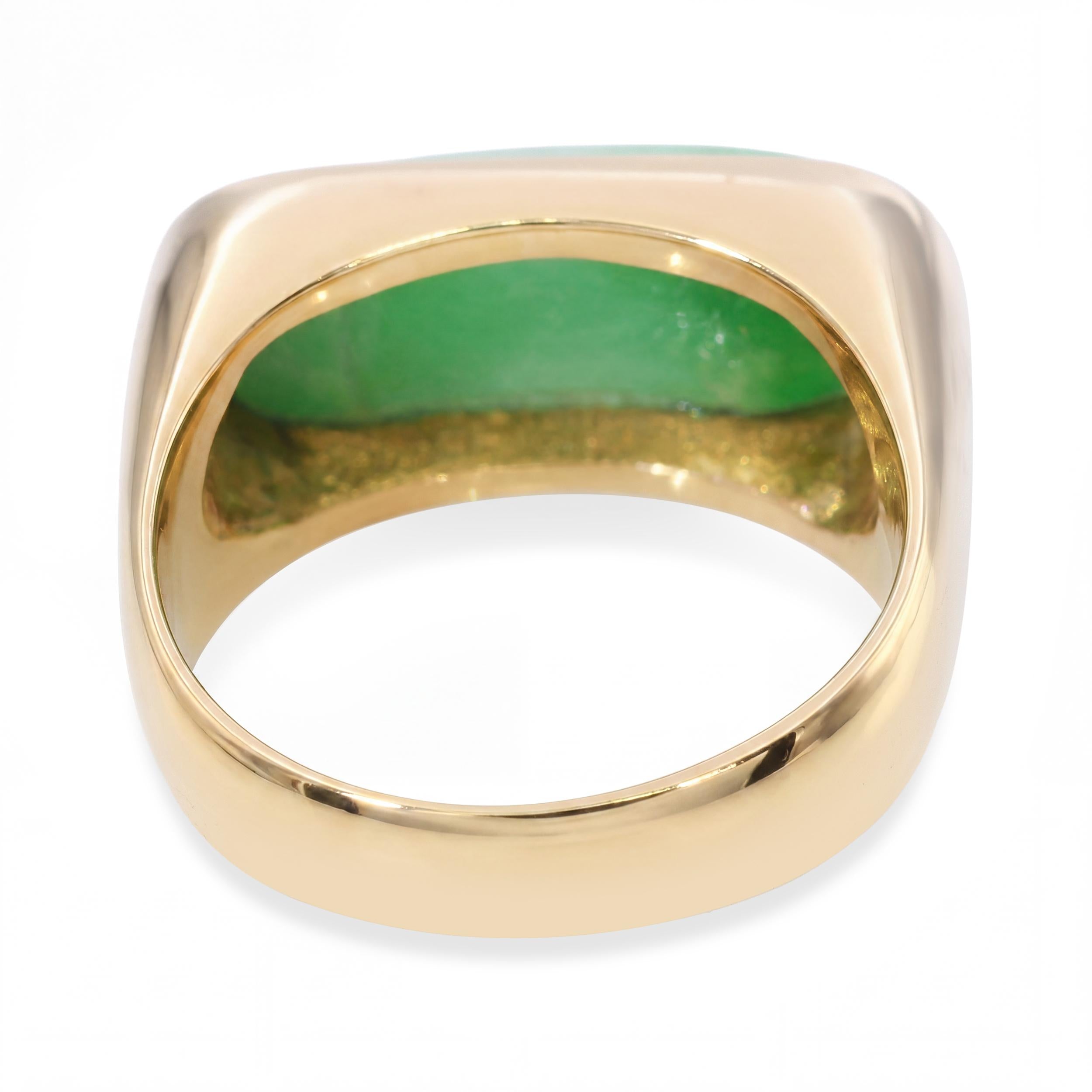 Vintage Yellow Gold 3.15ct Green Jade Signet Style Ring