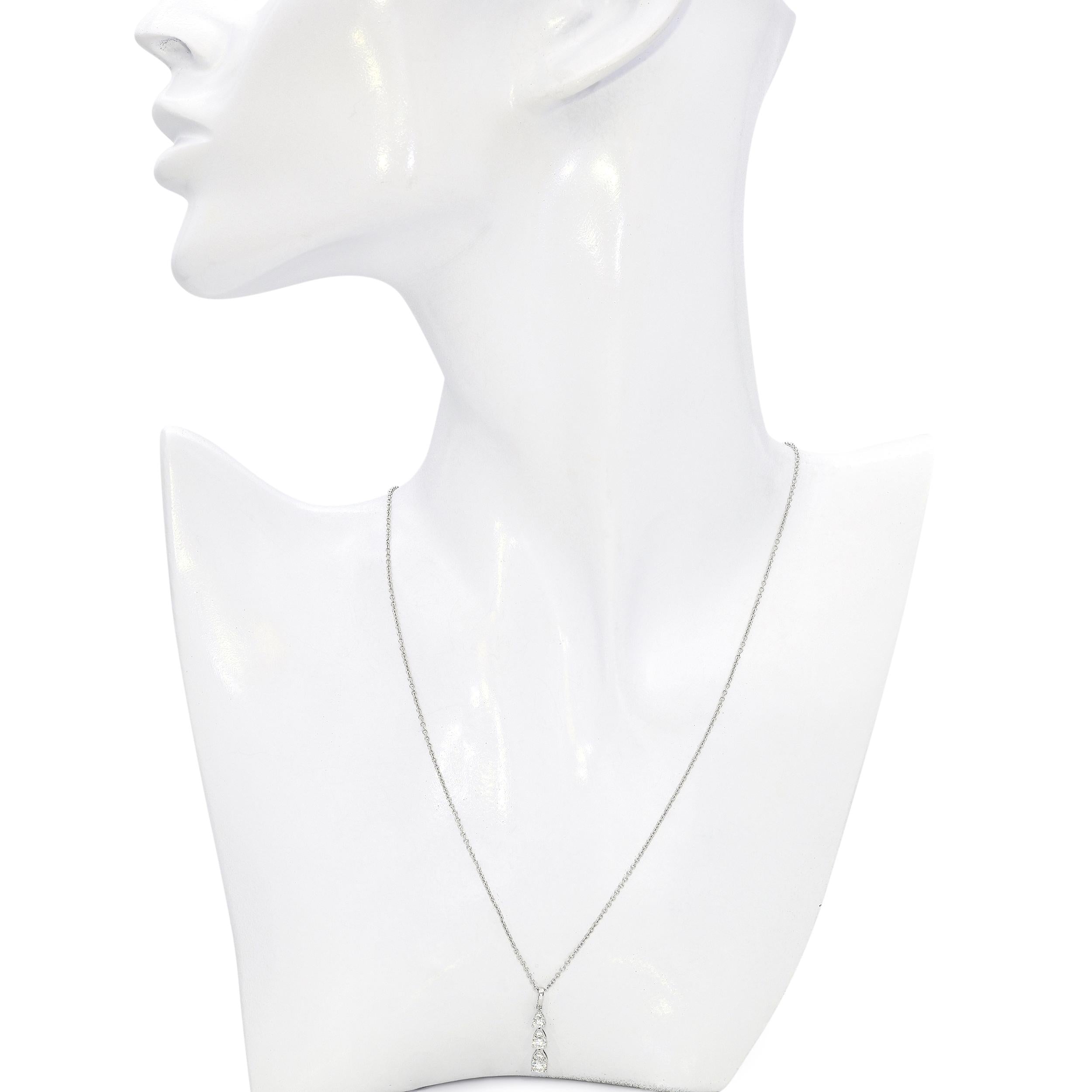 14k White Gold 0.25tcw H VS Diamond Drop Pendant Necklace