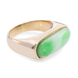 Vintage Yellow Gold 3.15ct Green Jade Signet Style Ring