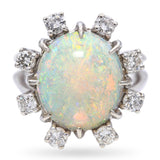 Vintage White Gold 3.09ct Opal and Diamond Ring