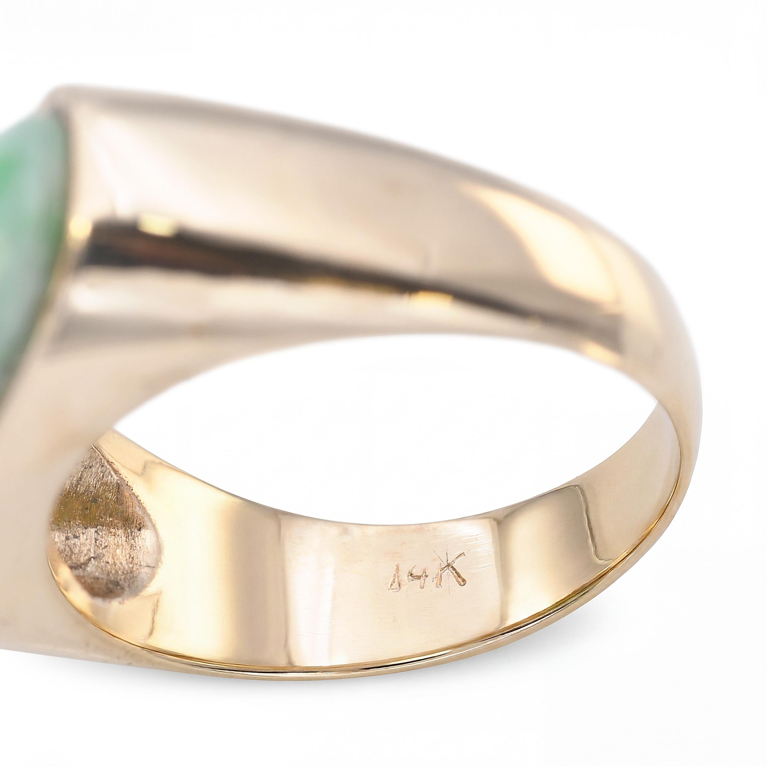 Vintage Yellow Gold 3.15ct Green Jade Signet Style Ring