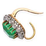 Antique 18k Yellow Gold & Platinum GIA Colombian Emerald & Diamond Earrings
