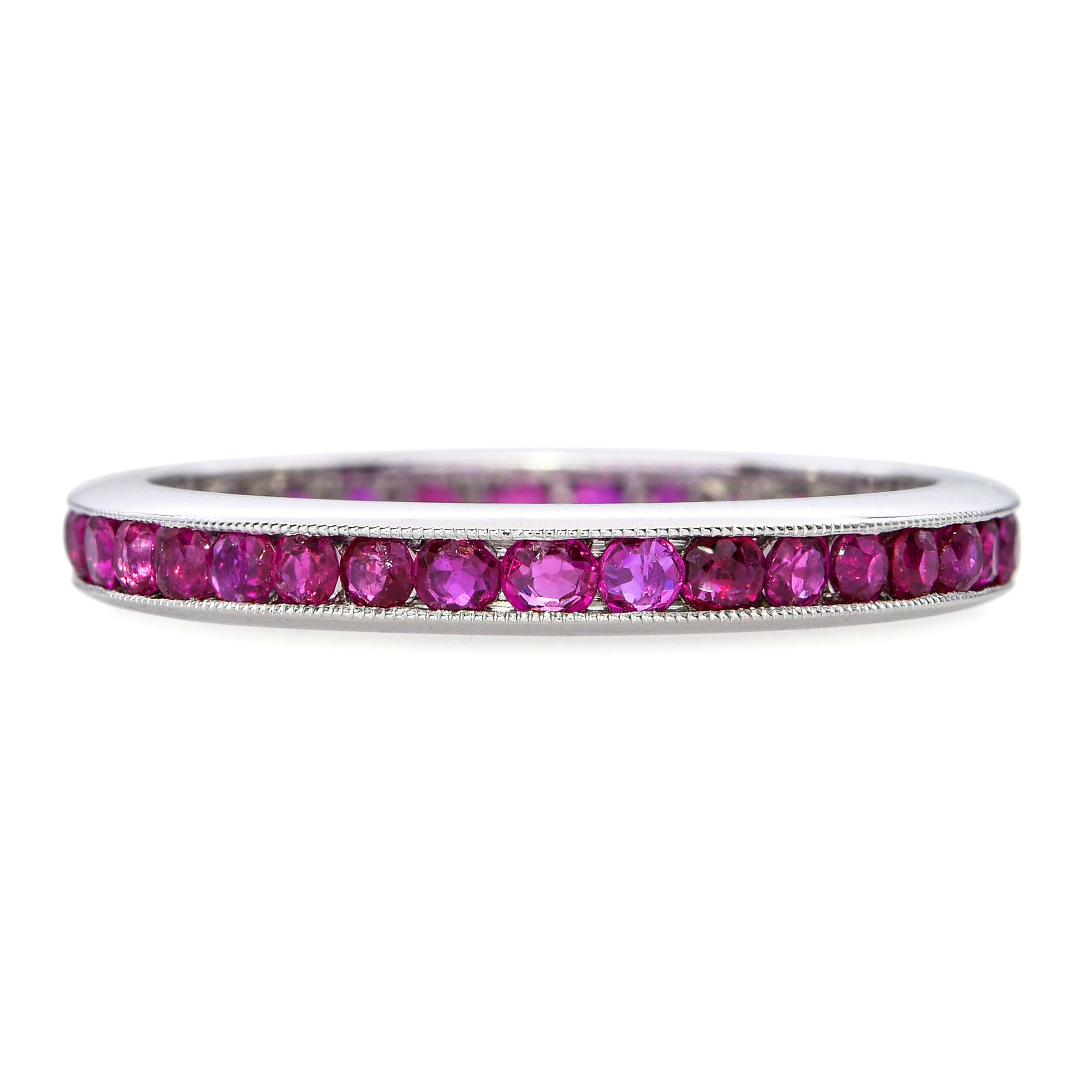 Vintage Platinum 1.05tcw Ruby Channel Set Eternity Band