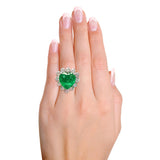 Vintage Platinum GIA Minor 11.41ct Colombian Emerald & 4.2tcw H Vs1 Diamond Ring