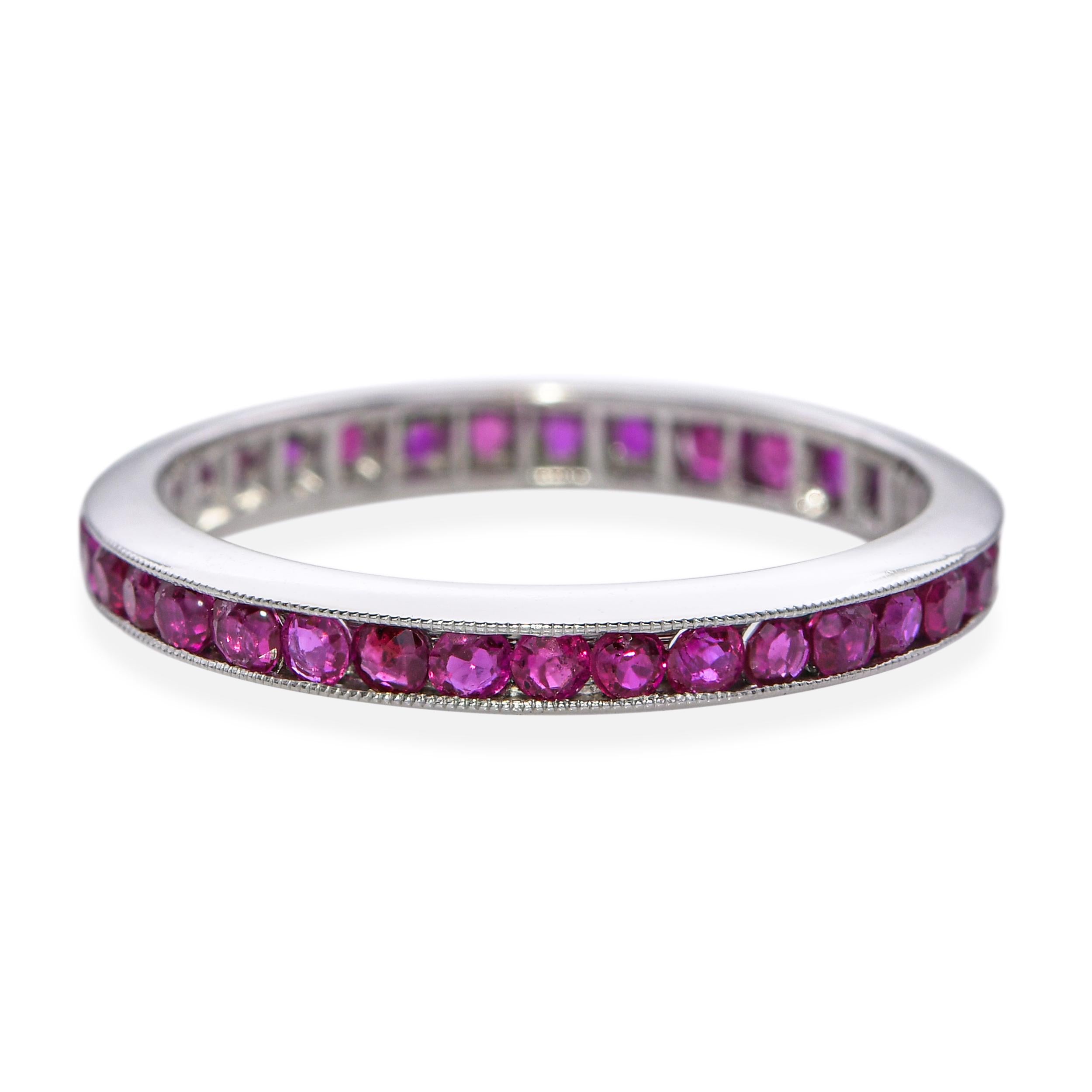 Vintage Platinum 1.05tcw Ruby Channel Set Eternity Band