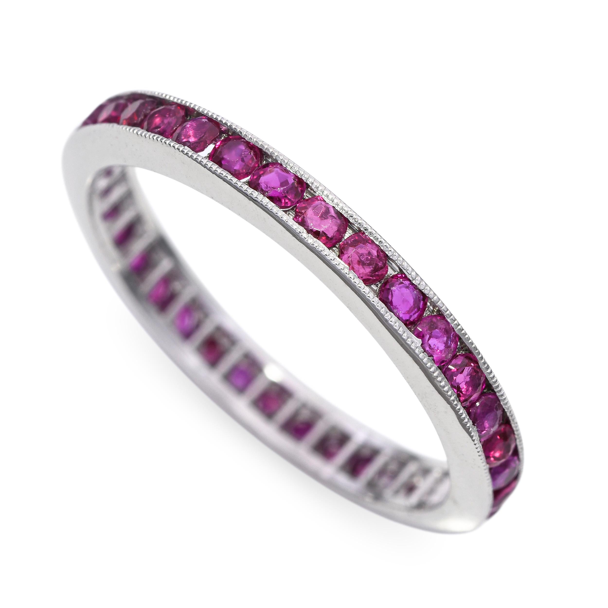 Vintage Platinum 1.05tcw Ruby Channel Set Eternity Band