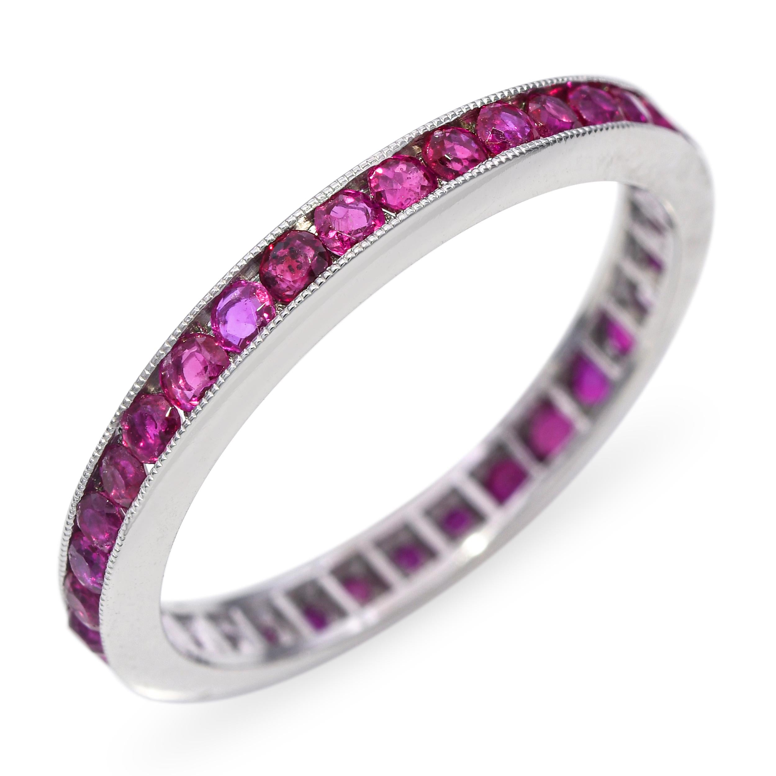 Vintage Platinum 1.05tcw Ruby Channel Set Eternity Band