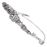 Vintage 10k White Gold Diamond Floral Motif Bracelet