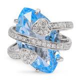 18k White Gold Blue Topaz and Diamond Ring
