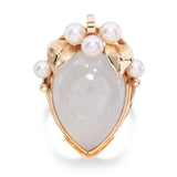 Vintage Ming's 14k Yellow Gold 7.20ct and Pearl Jade Ring