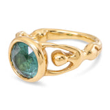 18k Yellow Gold Blue Green Tourmaline Sculptural Figural Ring GIA