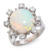 Vintage White Gold 3.09ct Opal and Diamond Ring