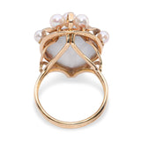 Vintage Ming's 14k Yellow Gold 7.20ct and Pearl Jade Ring