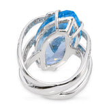 18k White Gold Blue Topaz and Diamond Ring