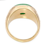 Vintage 18k Yellow Gold Green Jade Floral Motif Ring