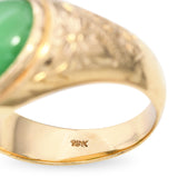 Vintage 18k Yellow Gold Green Jade Floral Motif Ring