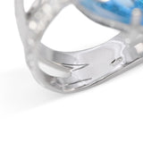 18k White Gold Blue Topaz and Diamond Ring