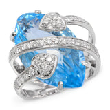 18k White Gold Blue Topaz and Diamond Ring