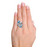 18k White Gold Blue Topaz and Diamond Ring
