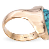 Cherokee artist Lee Epperson 14k Yellow Gold Turquoise Ring