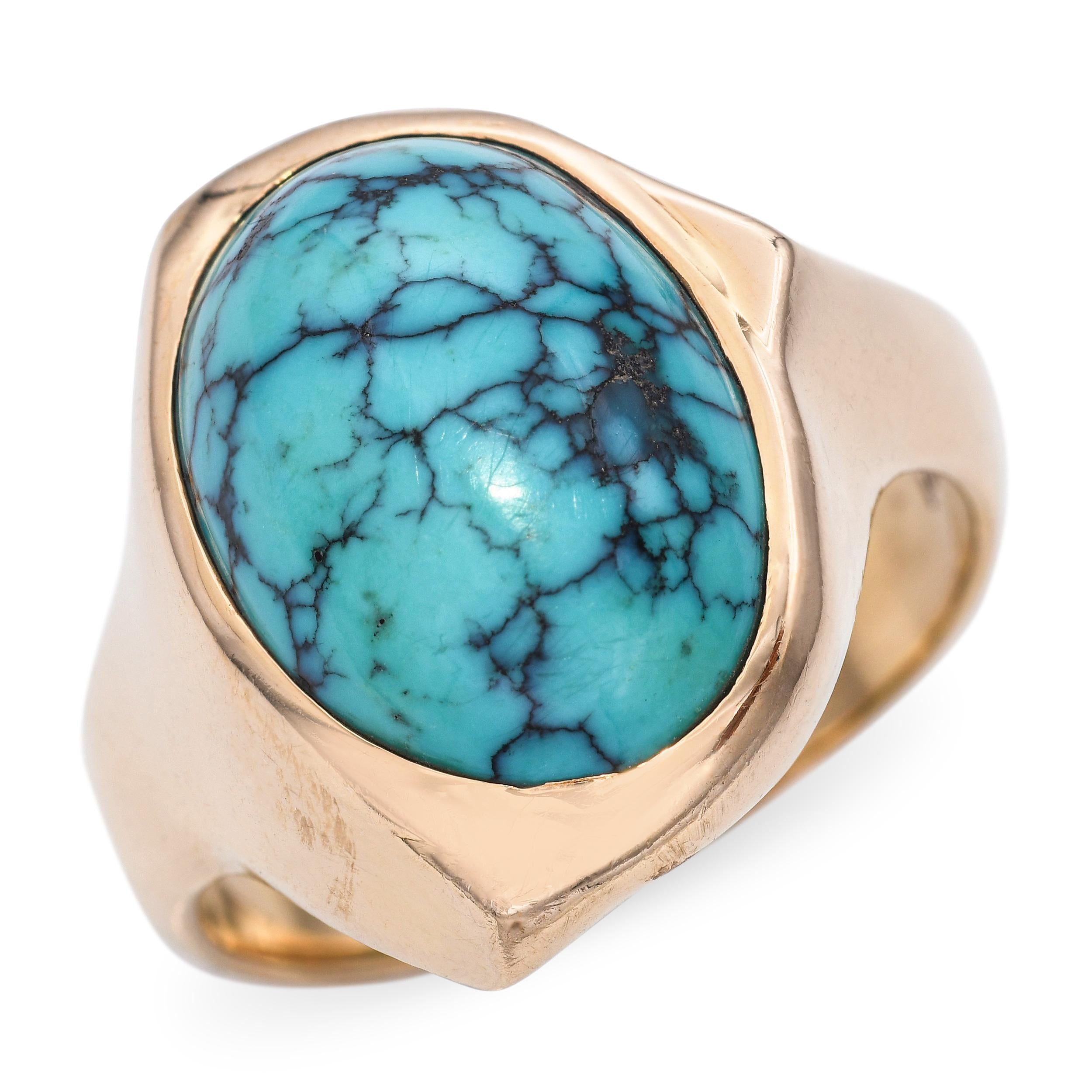 Cherokee artist Lee Epperson 14k Yellow Gold Turquoise Ring