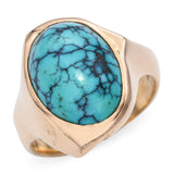 Cherokee artist Lee Epperson 14k Yellow Gold Turquoise Ring