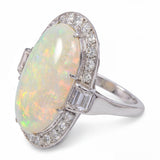 Vintage Platinum 4.75ct Australian Opal and Diamond Ring